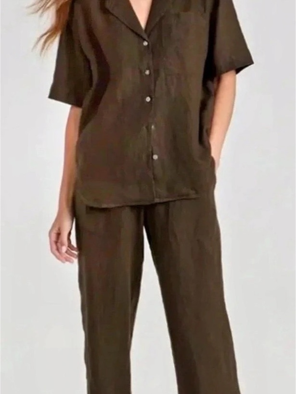 AYR Matching Sicilian Umber Colorway 100% Linen Pool Boy Top &Tourist Linen Pant